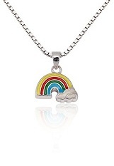 nice small rainbow cloud silver necklace for babies